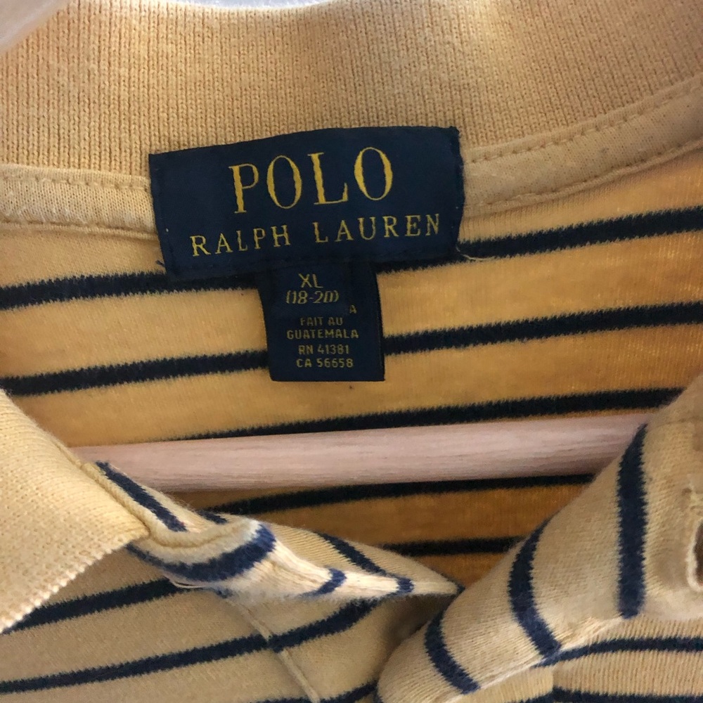 Yellow and blue striped polo